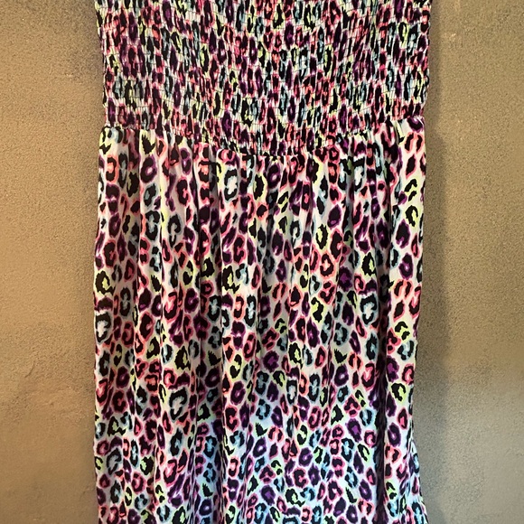 Tube tope sundress multicolor neon cheetah print size 18/20 - Picture 2 of 7